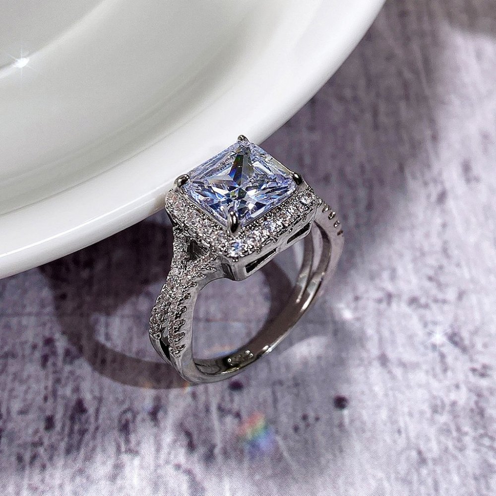 925 Silver Plated High Quality Proposal Noble CZ Wedding Ring, MARR9427